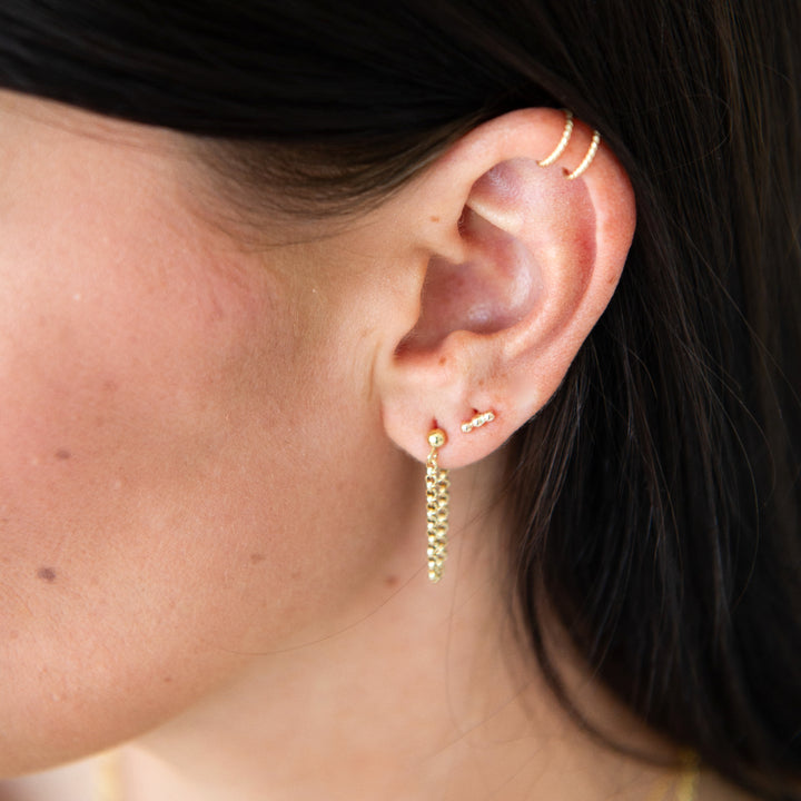 aurora chain stud earrings in sterling silver or 14k gold filled with 3mm ball