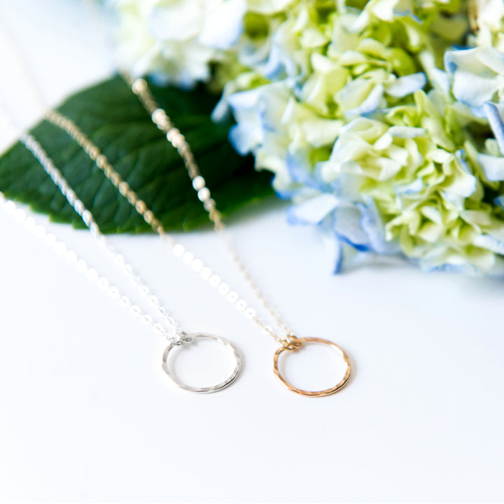circle jewelry gift set with necklace bracelet or earrings in sterling silver or 14k gold filled with holiday gift box