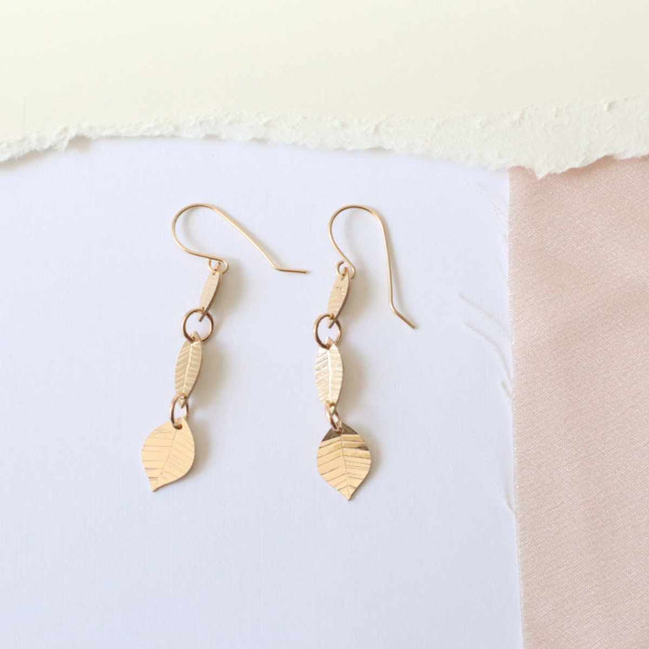Leaf nature inspired earrings in sterling silver or 14k gold filled