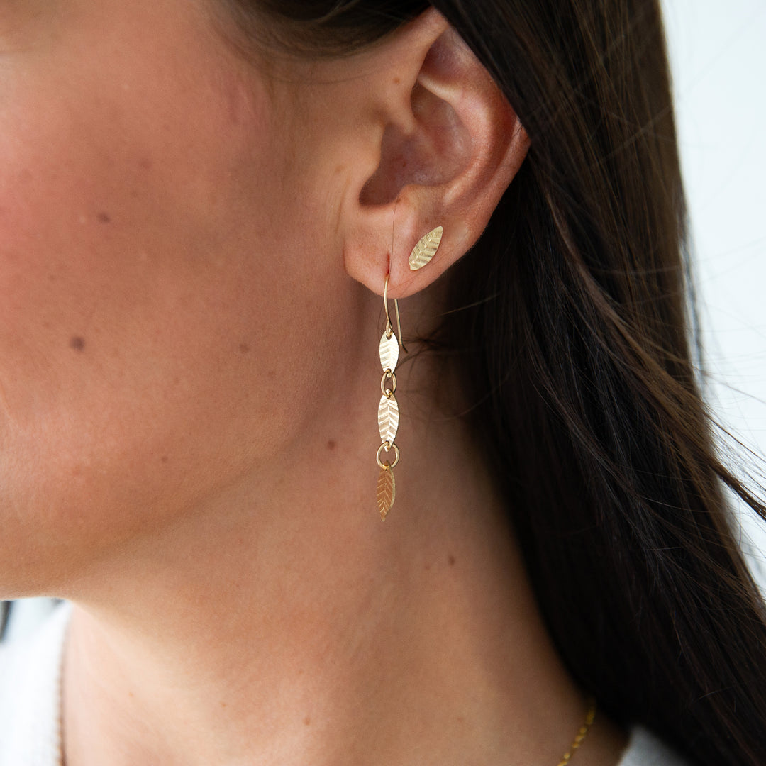 Leaf nature inspired earrings in sterling silver or 14k gold filled