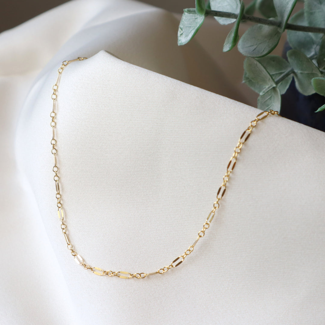 Glimmer chain necklace long short dainty chain necklace in sterling silver or 14k gold filled