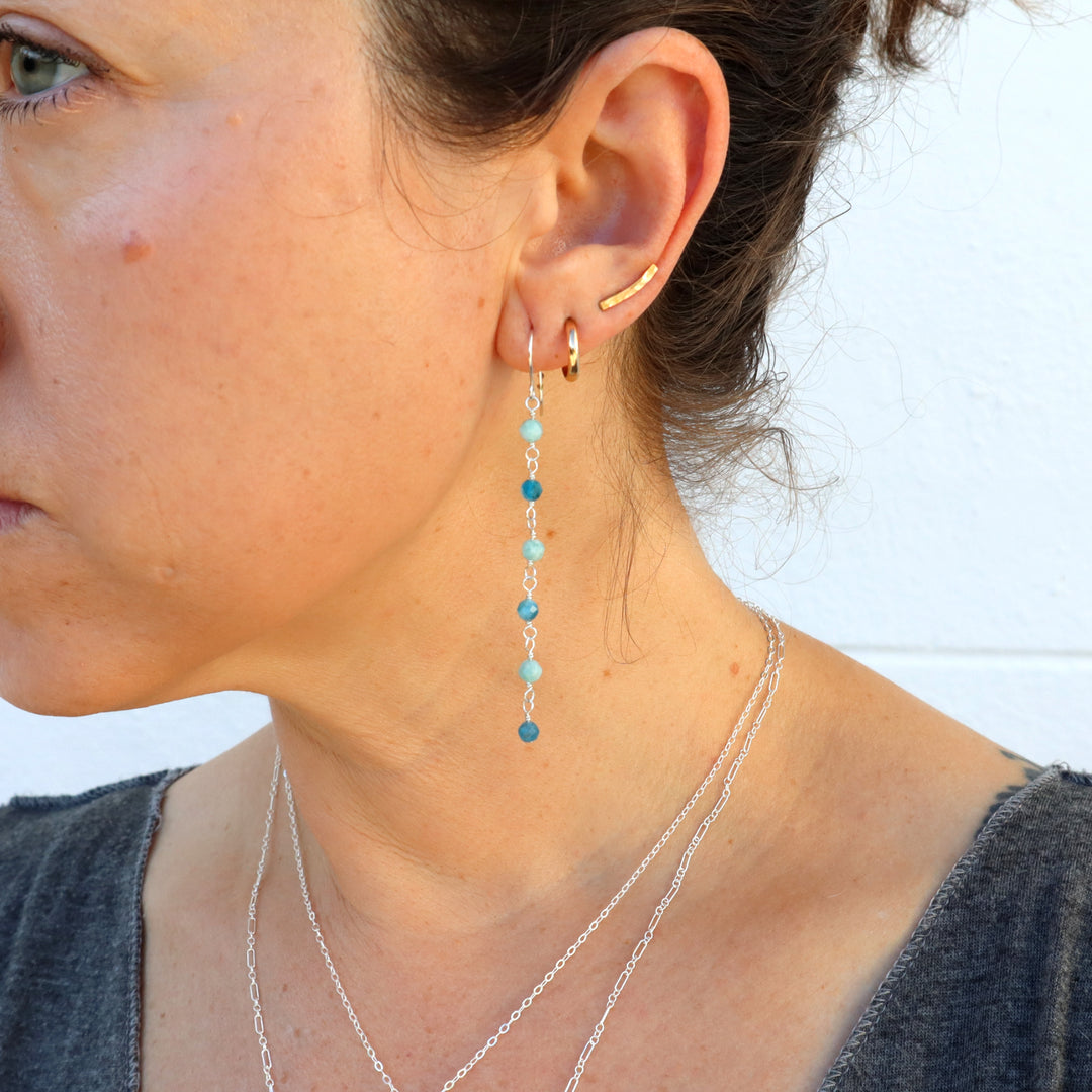 Seafoam earrings with blue apatite and amazonite gemstones in sterling silver or 14k gold filled