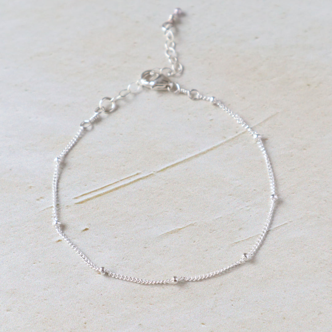twinkle chain bracelet dainty spaced out bead chain in sterling silver or 14k gold filled