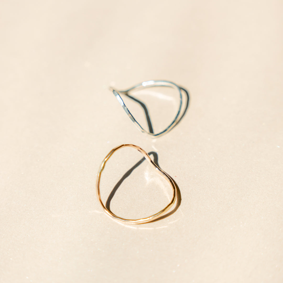 Curved stacking ring in sterling silver or 14k gold filled
