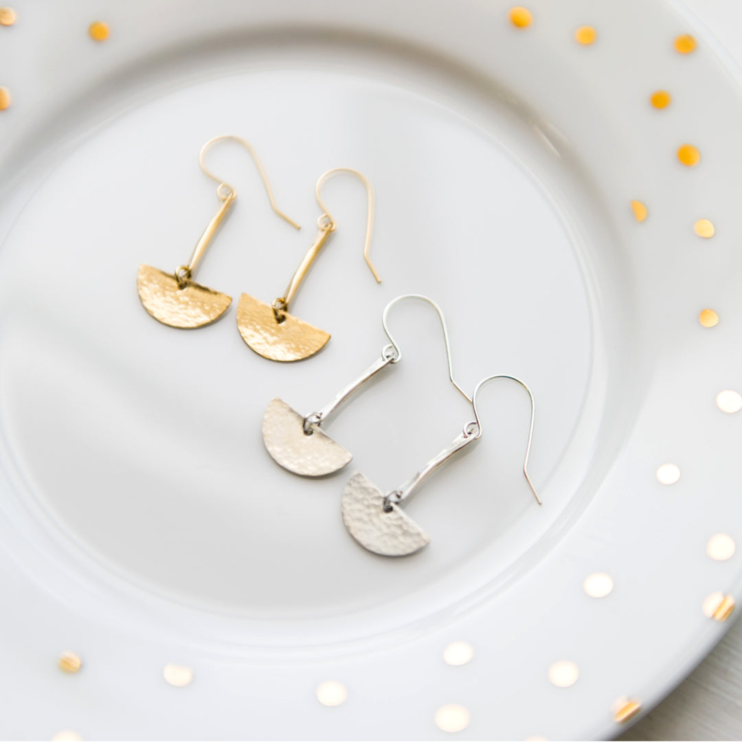 Cleopatra half moon crescent earrings in sterling silver or 14k gold filled by Blossom and Shine