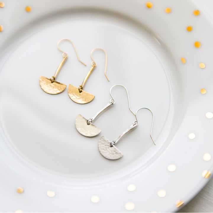 Cleopatra half moon crescent earrings in sterling silver or 14k gold filled by Blossom and Shine