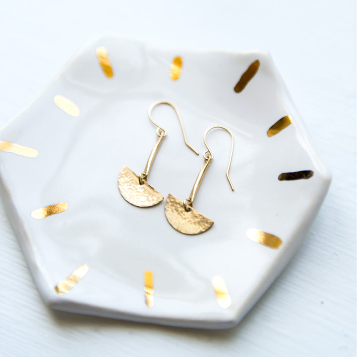 Cleopatra half moon crescent earrings in sterling silver or 14k gold filled by Blossom and Shine