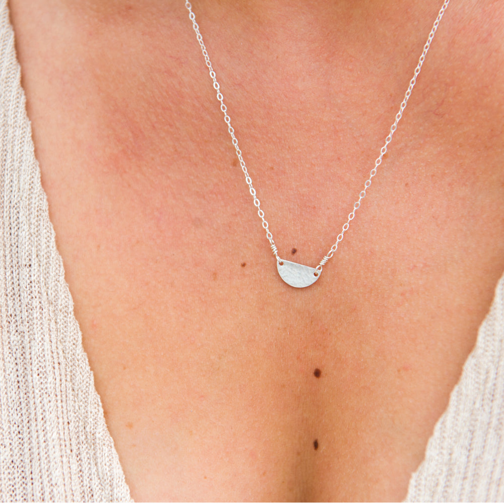 Cleopatra half circle crescent necklace in sterling silver or 14k gold filled by Blossom and Shine