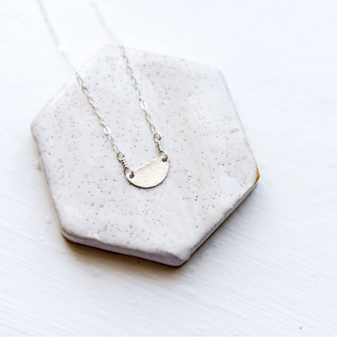 Cleopatra half circle crescent necklace in sterling silver or 14k gold filled by Blossom and Shine