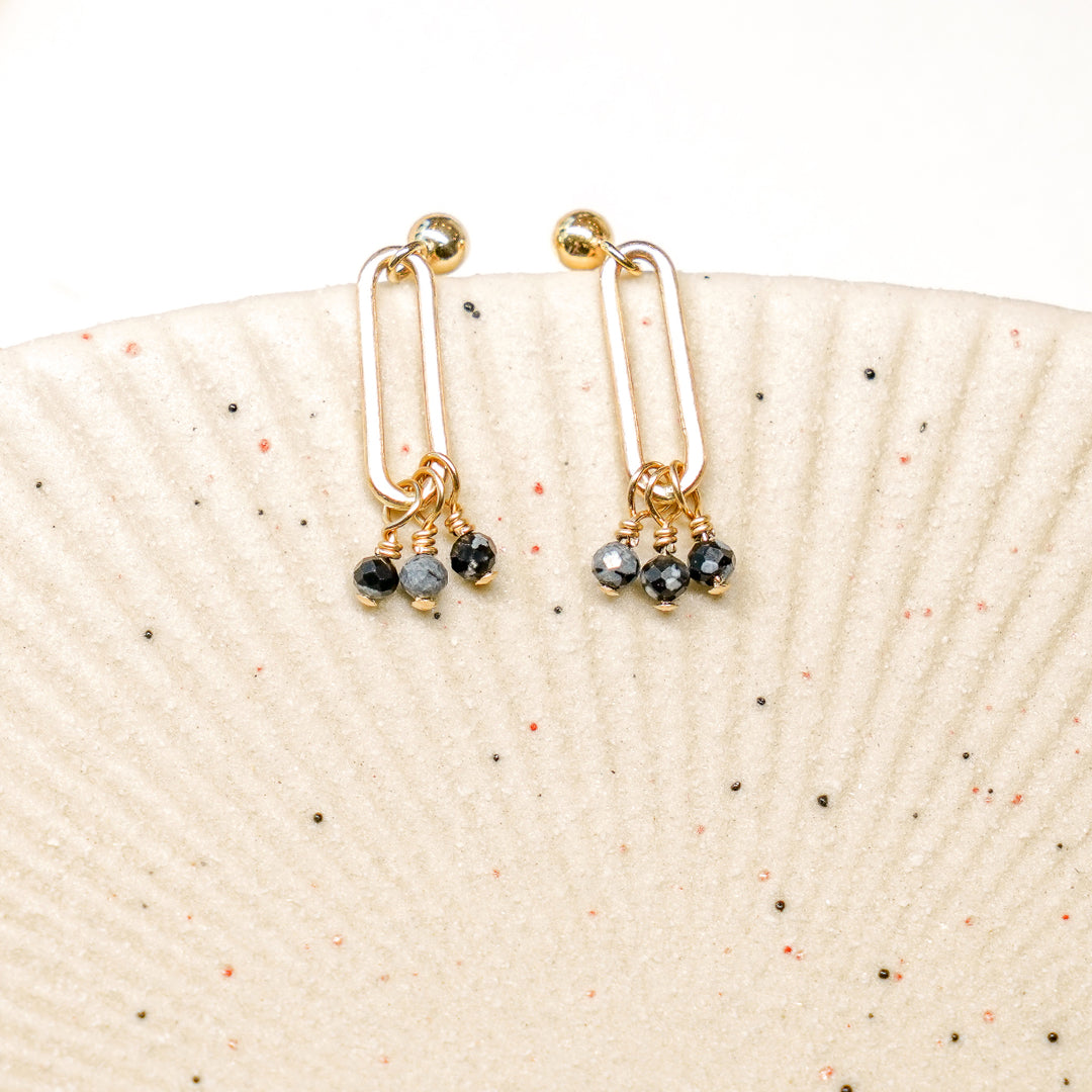 Gemstone stud earrings in sterling silver or 14k gold filled