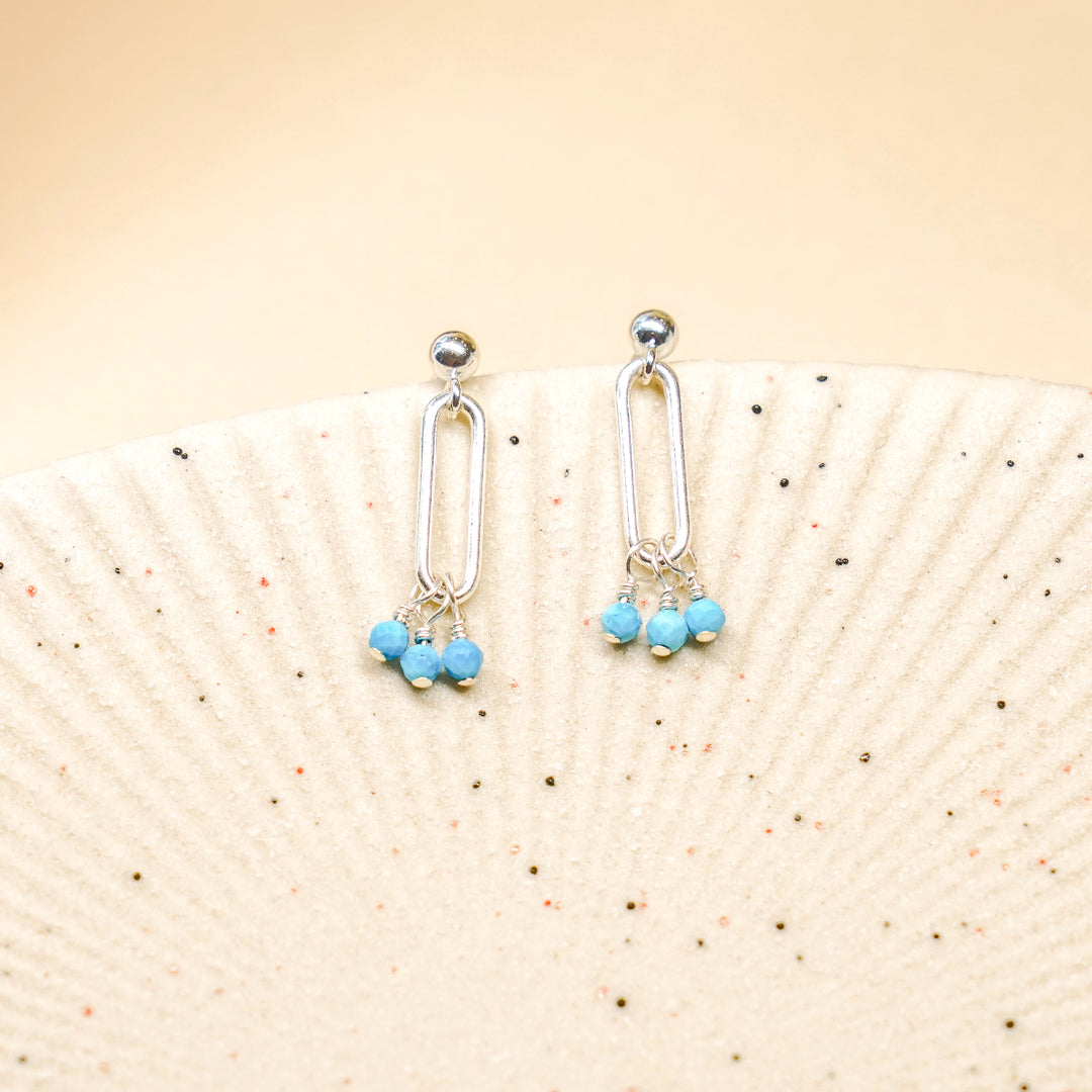 Gemstone stud earrings in sterling silver or 14k gold filled