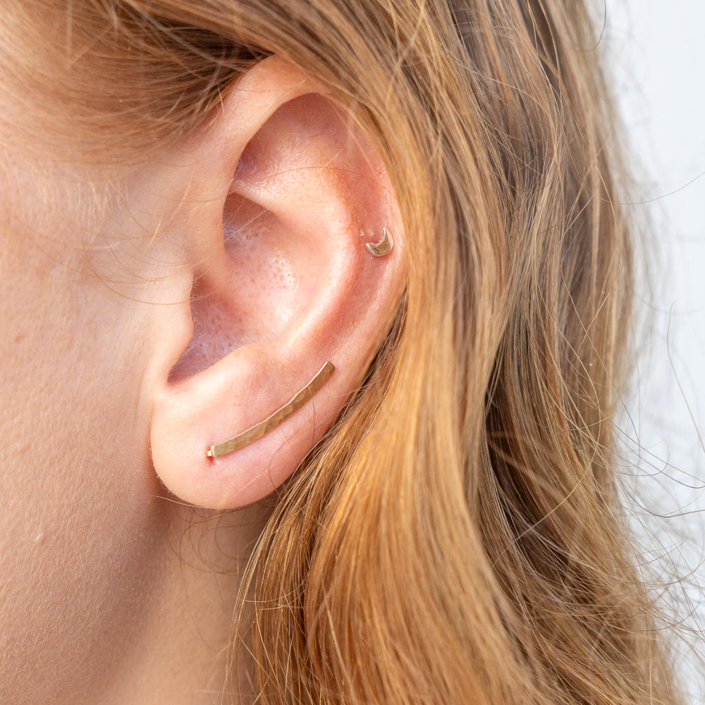 Sterling silver and 14k gold filled hammered ear climber earrings
