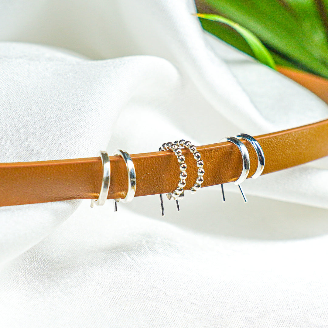Ear hugger hoop earrings in smooth, hammered or beaded texture and sterling silver or 14k gold filled