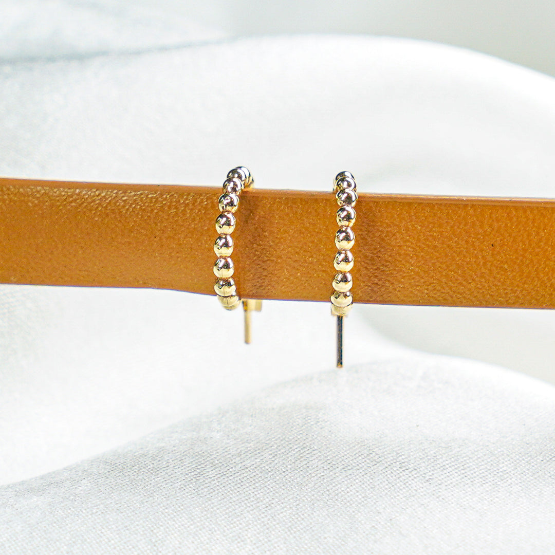 Ear hugger hoop earrings in smooth, hammered or beaded texture and sterling silver or 14k gold filled