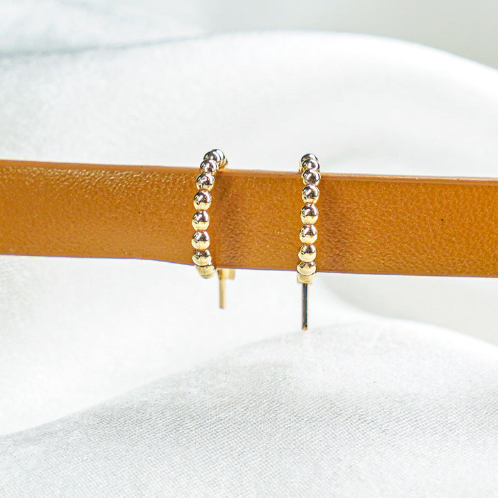 Ear hugger hoop earrings in smooth, hammered or beaded texture and sterling silver or 14k gold filled