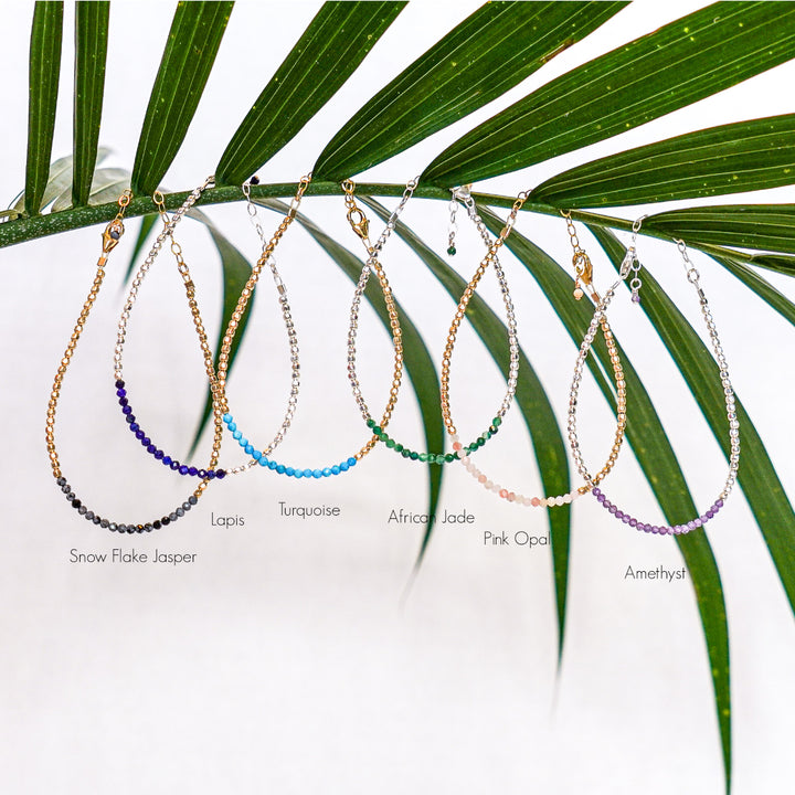 Gemstone bracelet in sterling silver or 14k gold filled