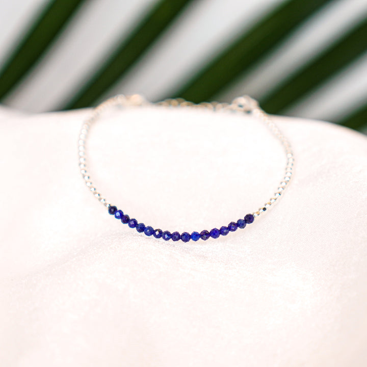 Lapis gemstone bracelet in sterling silver or 14k gold filled