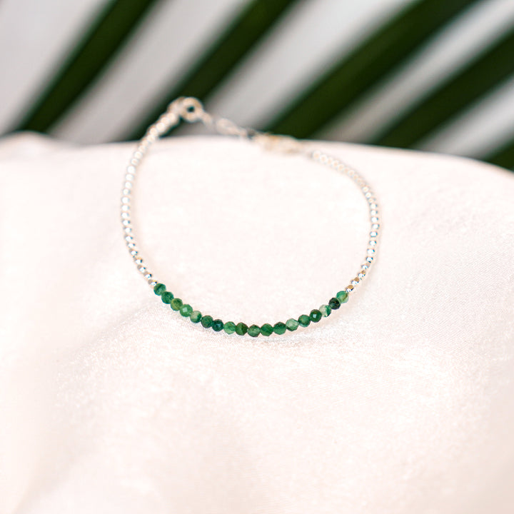 African jade Gemstone bracelet in sterling silver or 14k gold filled