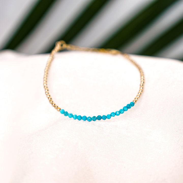 Turquoise gemstone bracelet in sterling silver or 14k gold filled