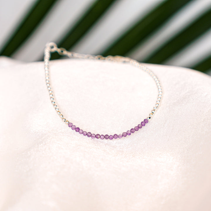 Amethyst gemstone bracelet in sterling silver or 14k gold filled