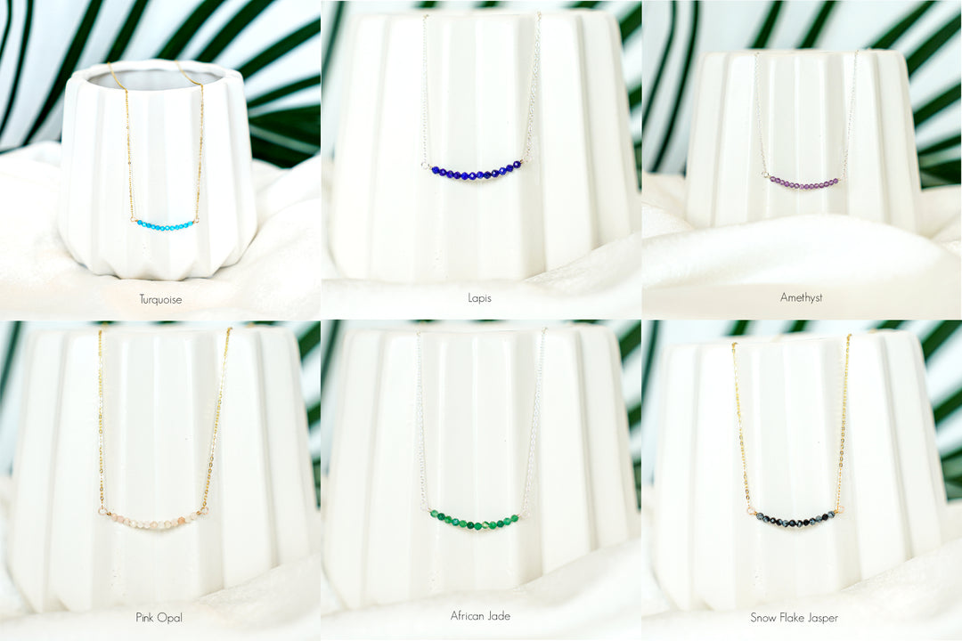 Dainty gemstone necklace in sterling silver or 14k gold filled