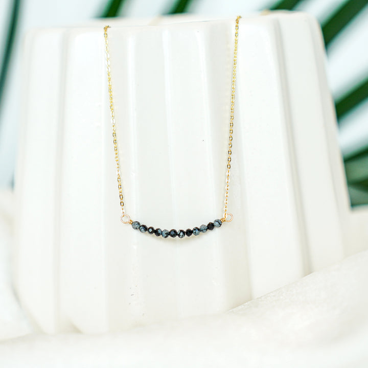Dainty snow flake jasper gemstone necklace in sterling silver or 14k gold filled