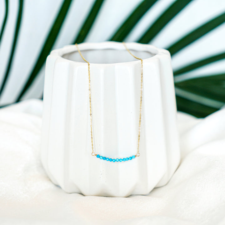 Dainty turquoise gemstone necklace in sterling silver or 14k gold filled