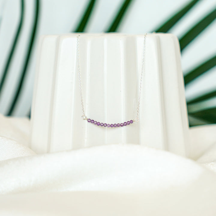 Dainty amethyst gemstone necklace in sterling silver or 14k gold filled
