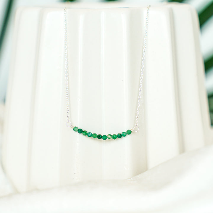 Dainty african jade gemstone necklace in sterling silver or 14k gold filled
