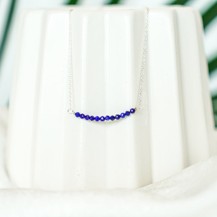 Dainty lapis gemstone necklace in sterling silver or 14k gold filled