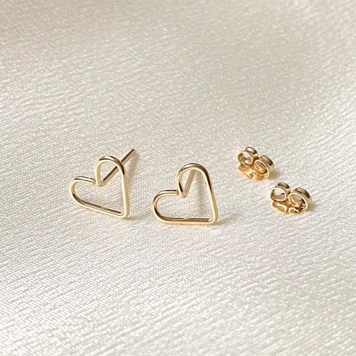 Open heart stud earrings in sterling silver or 14k gold filled by Blossom and Shine