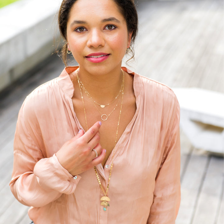 Cleopatra half circle crescent necklace in sterling silver or 14k gold filled by Blossom and Shine