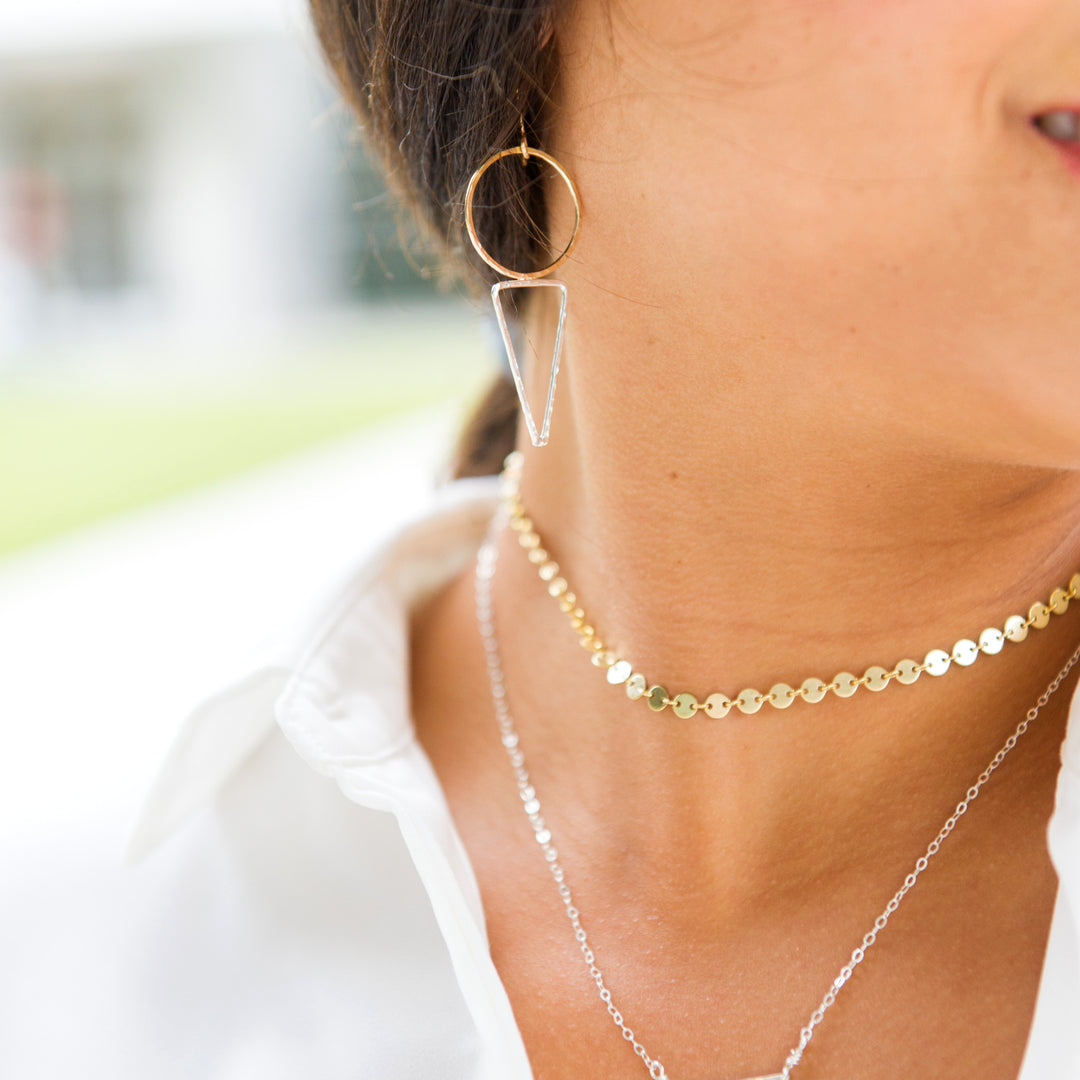 Sequins little circles adjustable choker necklace in sterling silver or 14k gold filled by Blossom and Shine