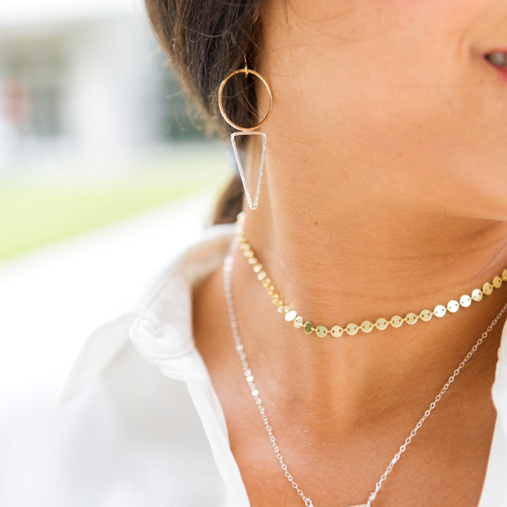 Sequins little circles adjustable choker necklace in sterling silver or 14k gold filled by Blossom and Shine