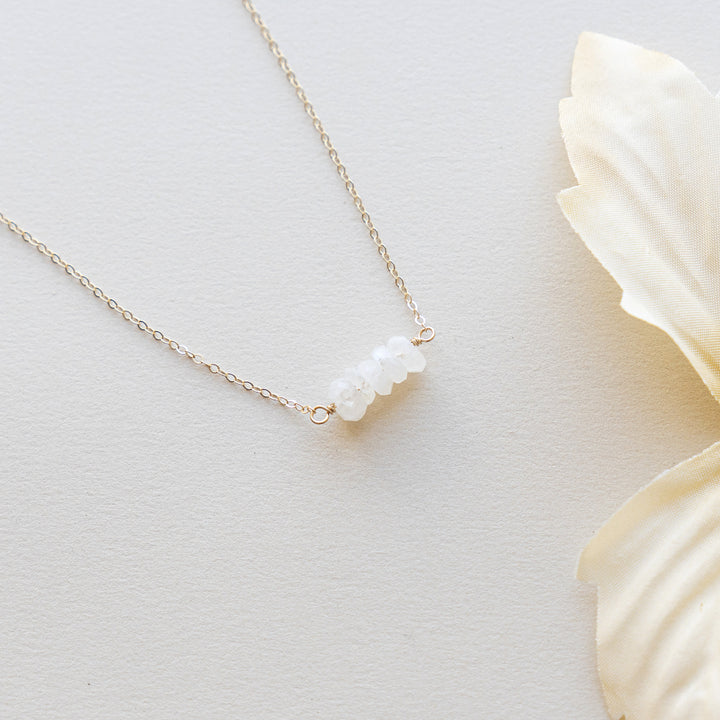 Rainbow moonstone gemstone necklace in sterling silver or 14k gold filled