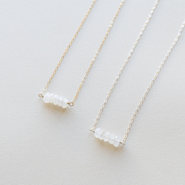 Rainbow moonstone gemstone necklace in sterling silver or 14k gold filled