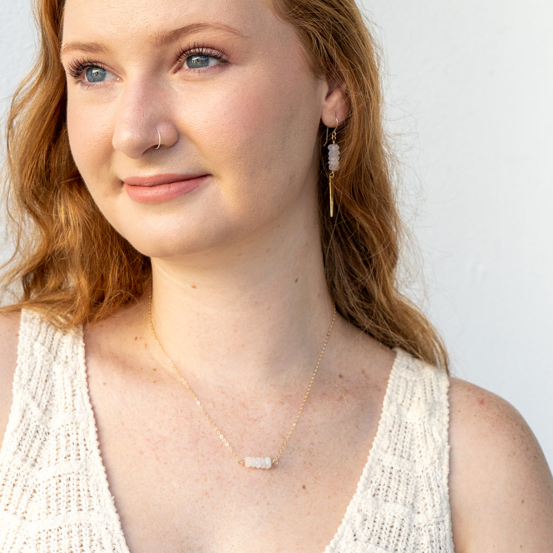 Rainbow moonstone gemstone necklace in sterling silver or 14k gold filled
