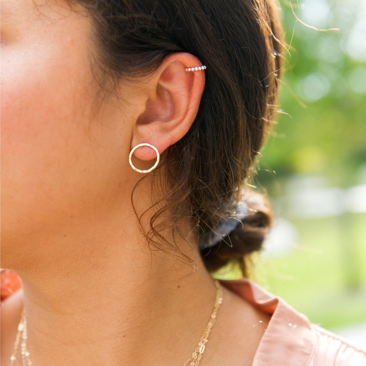 Large open discount circle stud earrings