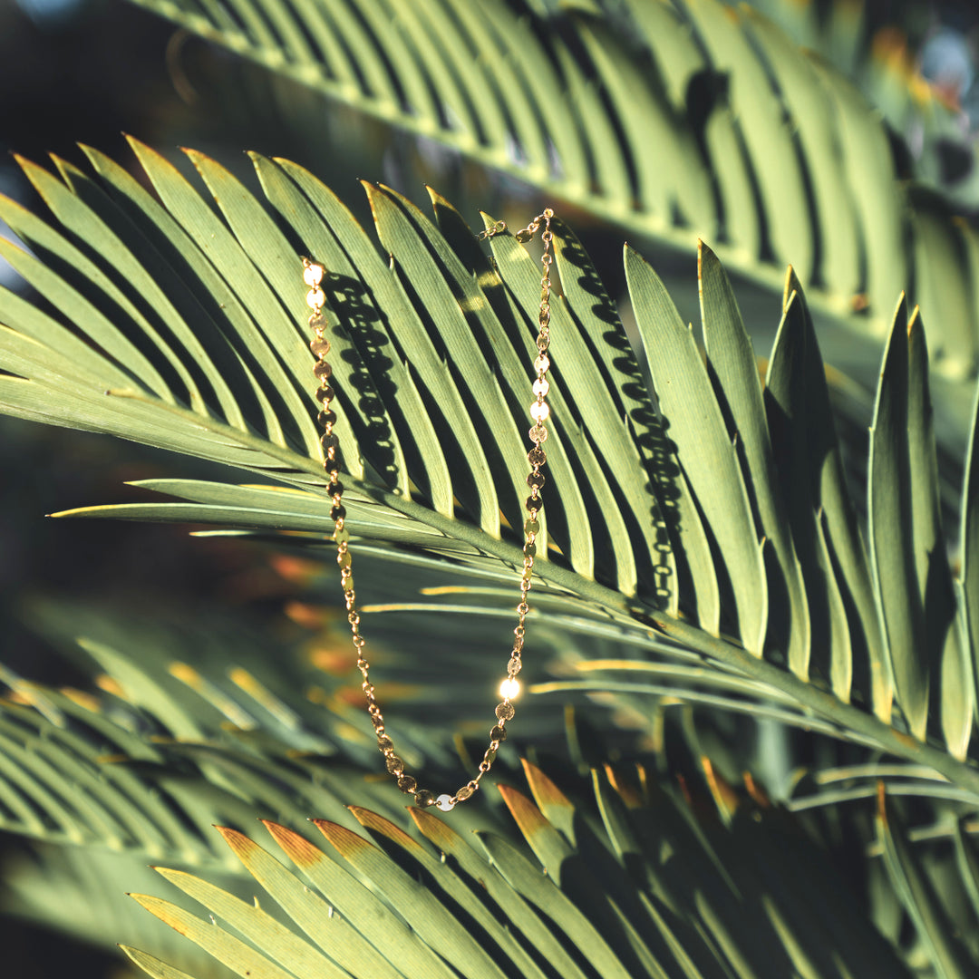 Sequins little circles adjustable choker necklace in sterling silver or 14k gold filled by Blossom and Shine