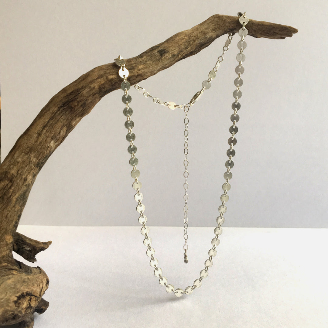 Sequins little circles adjustable choker necklace in sterling silver or 14k gold filled by Blossom and Shine