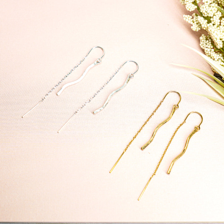Hammered wave therader earrings in sterling silver or 14k gold filled by Blossom and Shine