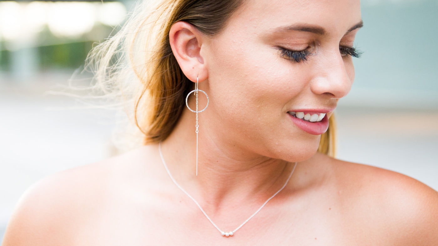 Dainty earrings in sterling silver or 14k gold filled by Blossom and Shine