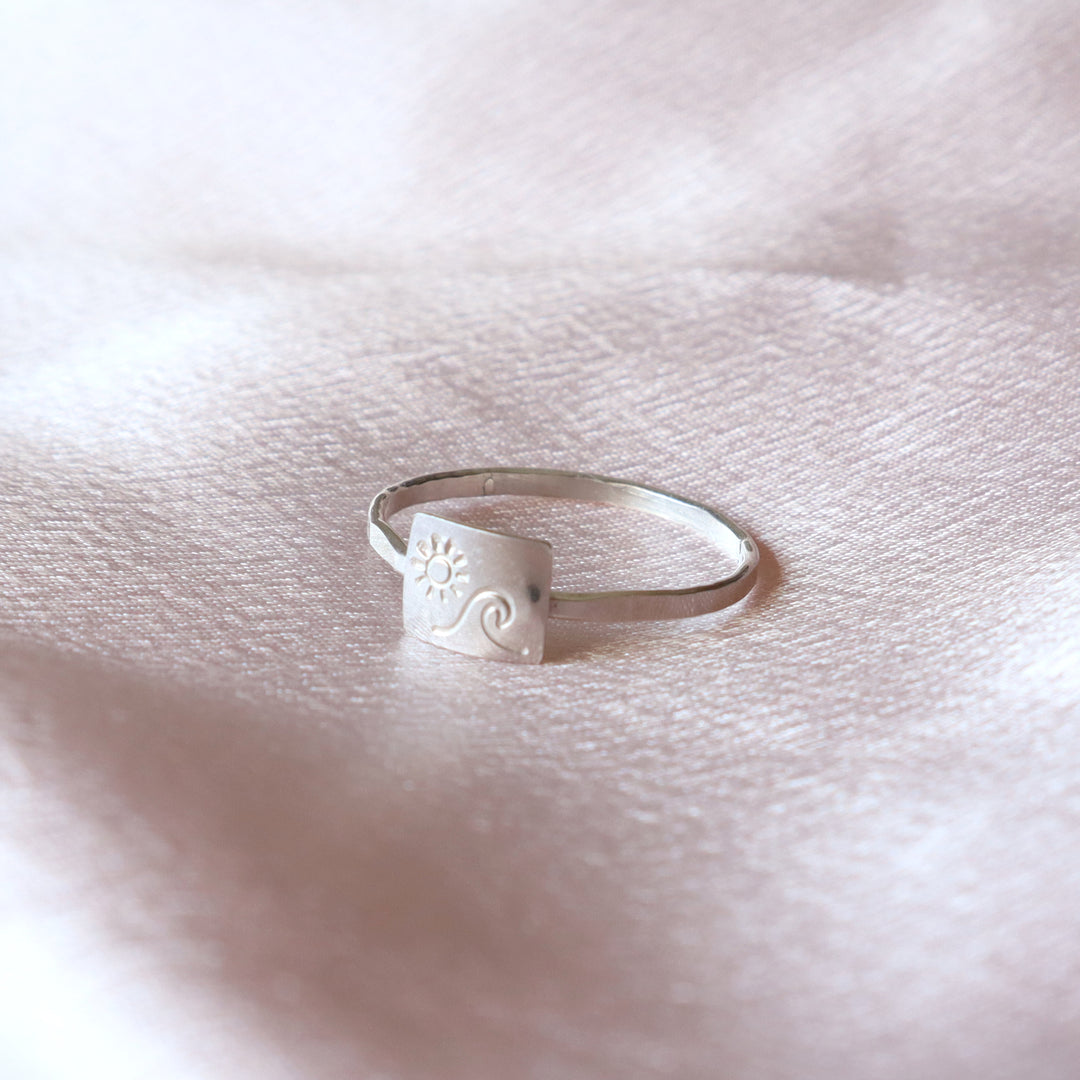 beach scene rings in sterling silver or 14k gold filled