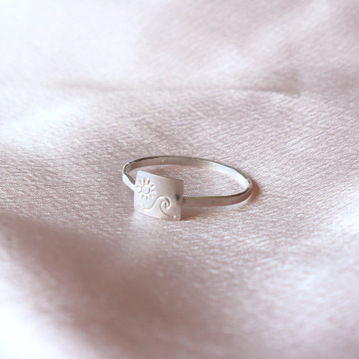 beach scene rings in sterling silver or 14k gold filled