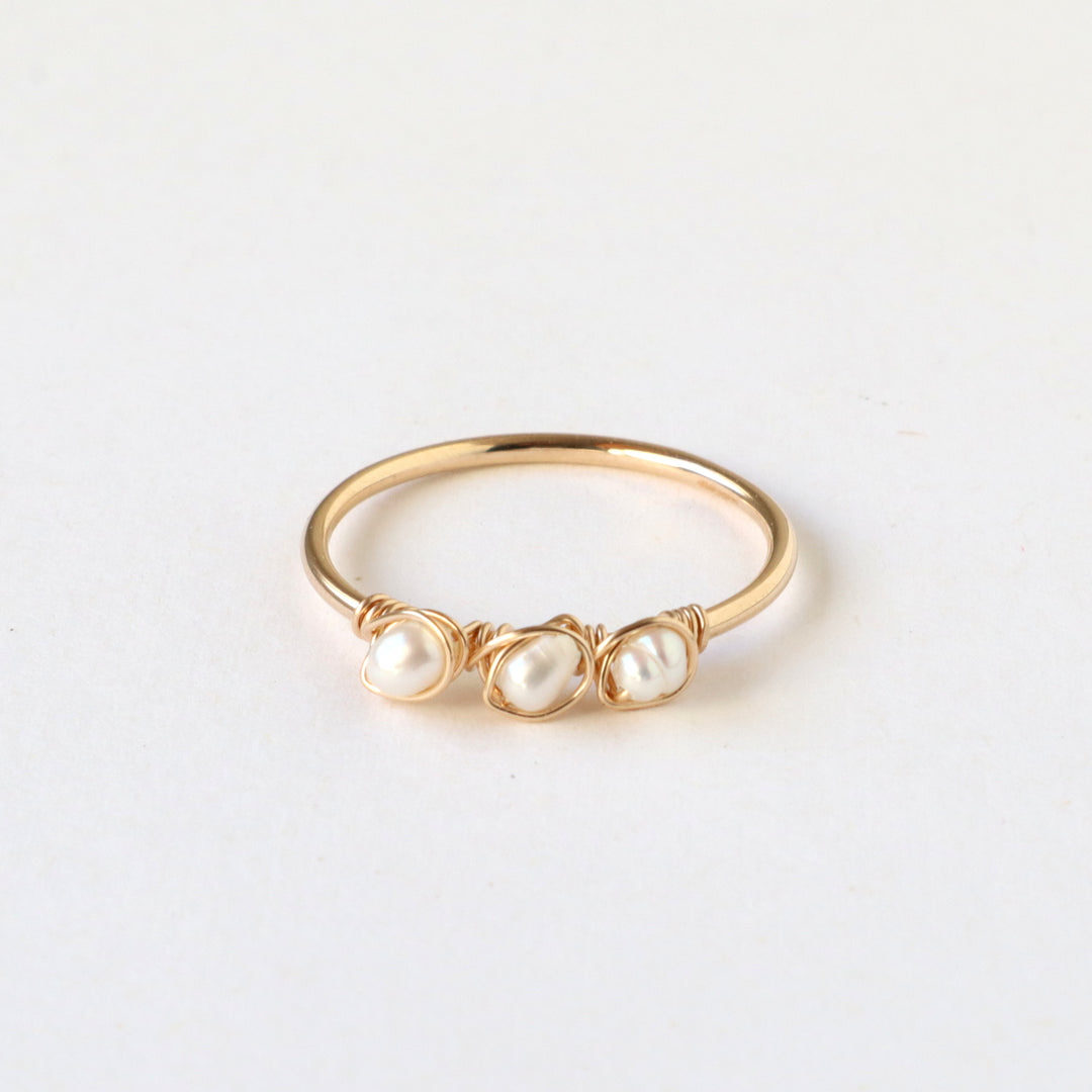 14k gold filled june birthstone ring with freshwater pearls