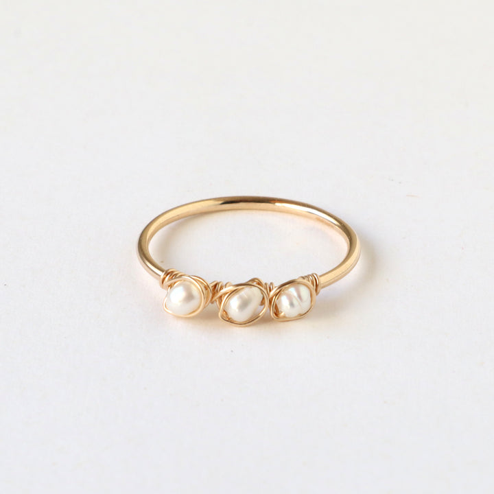 14k gold filled june birthstone ring with freshwater pearls