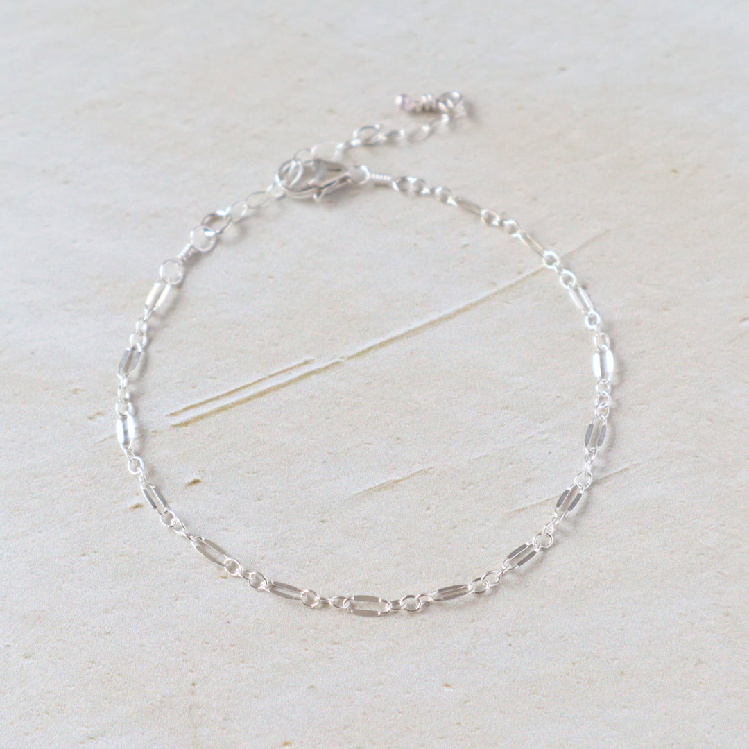 glimmer chain bracelet dainty long short chain in sterling silver or 14k gold filled