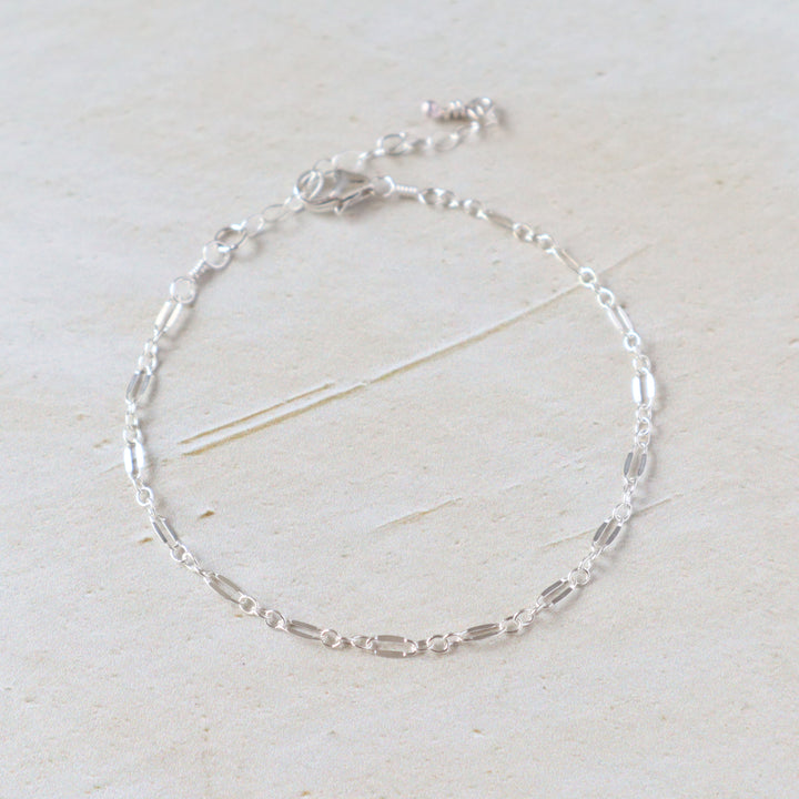glimmer chain bracelet dainty long short chain in sterling silver or 14k gold filled