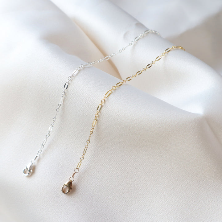 glimmer chain bracelet dainty long short chain in sterling silver or 14k gold filled