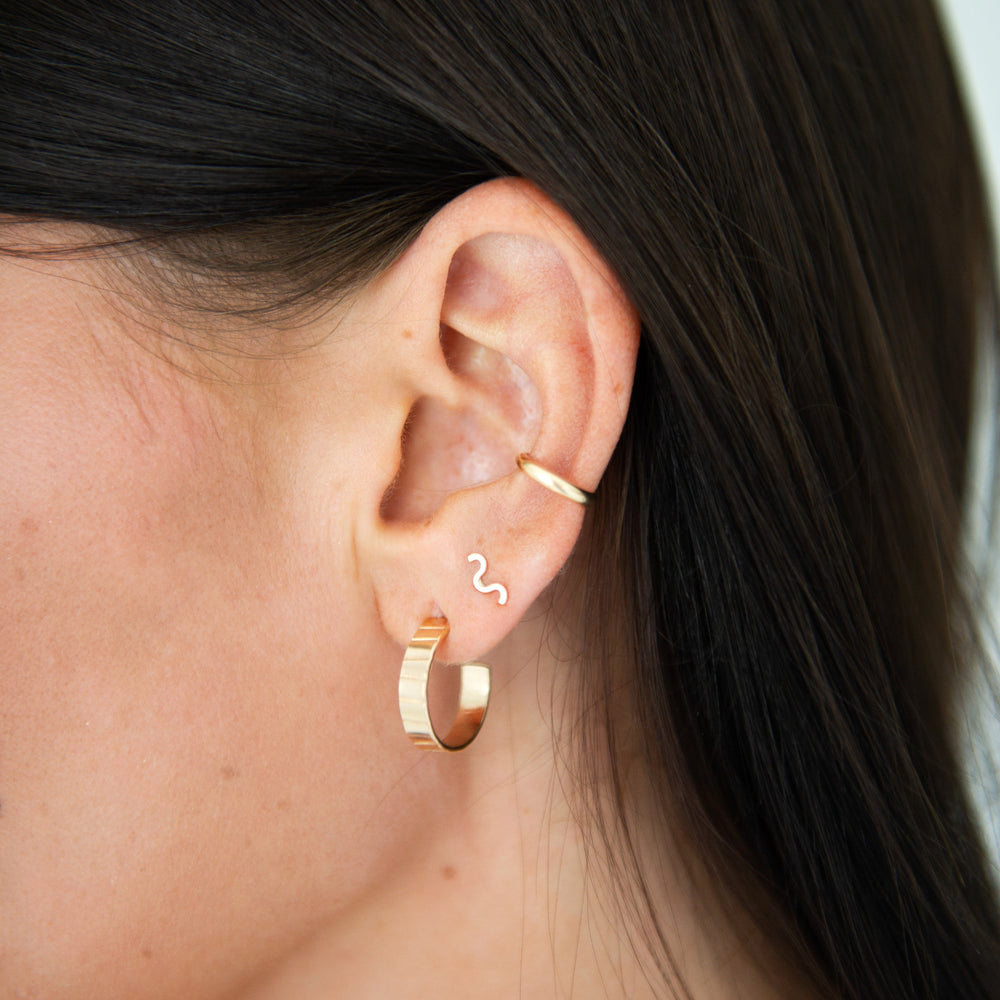 Classic ear cuff half round wire in sterling silver or 14k gold filled with polished or textured finish